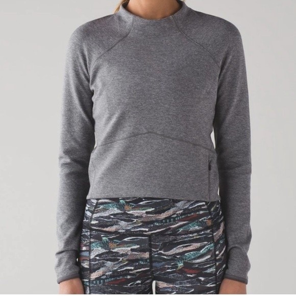 lululemon athletica Tops - Lululemon Hill and Valley Mock Neck heather gray pullover size 8